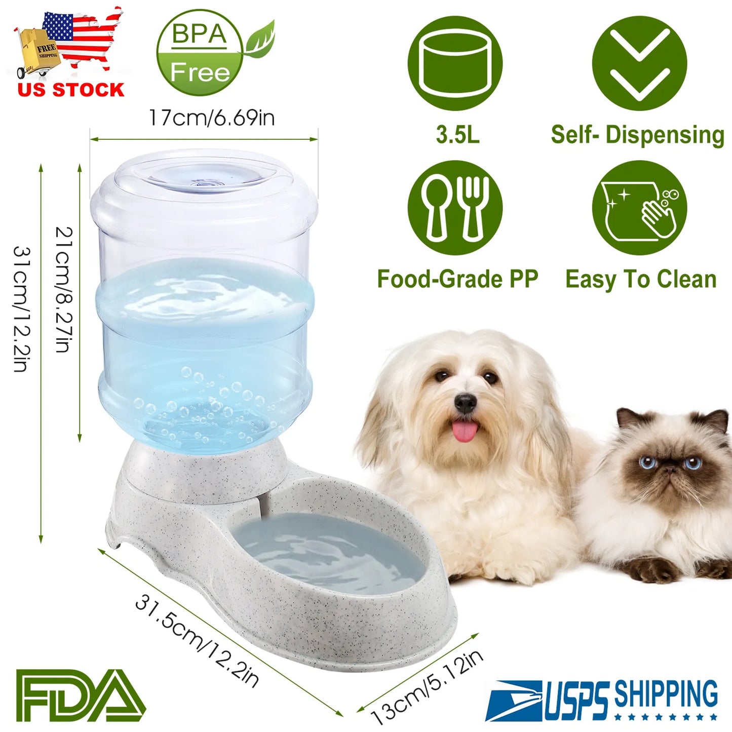 Gravity Pet Water Dispenser – 3.5L Auto-Refill