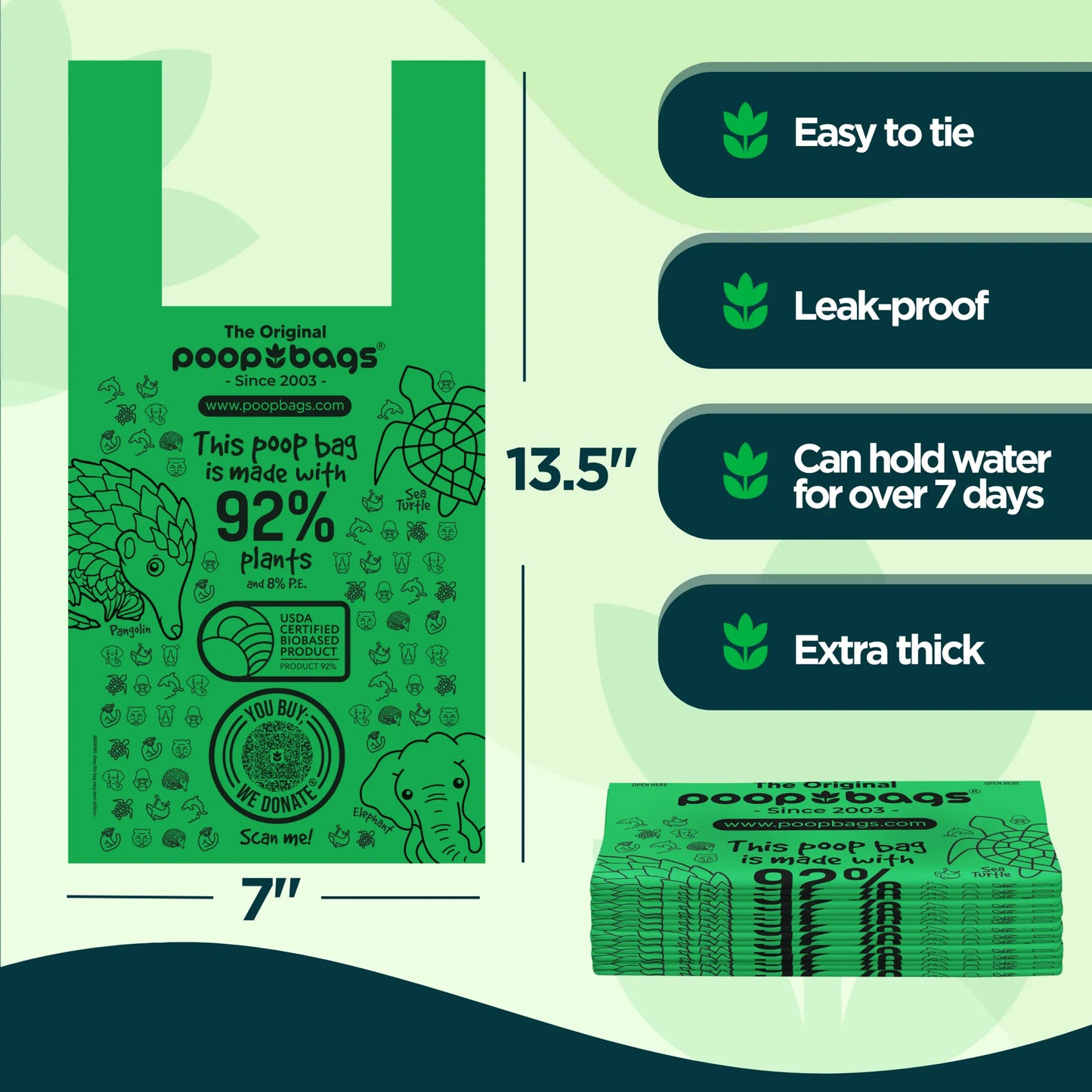 Compostable Dog Poop Bags – Easy Handle-Tie