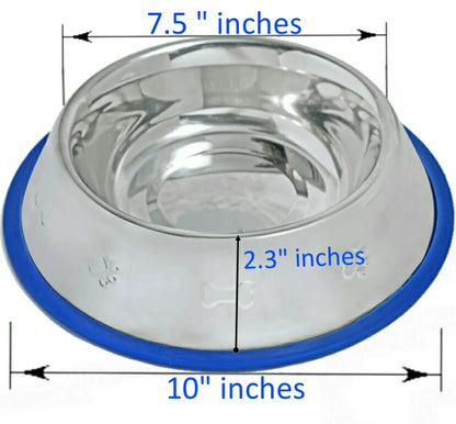 Etched Stainless Steel Dog Bowls – Non-Slip Base