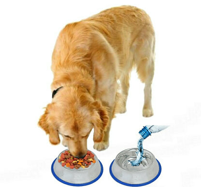Etched Stainless Steel Dog Bowls – Non-Slip Base