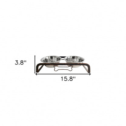 Rustic Elevated Double Dog Feeder – 16oz Bowls