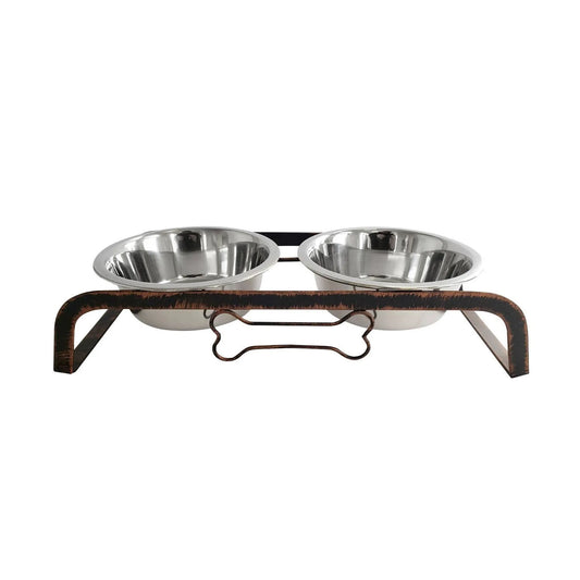 Rustic Elevated Double Dog Feeder – 32oz Bowls