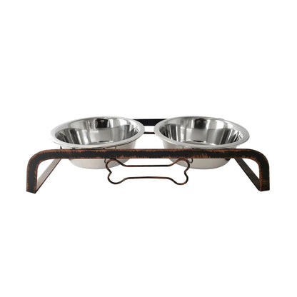 Rustic Elevated Double Dog Feeder – 32oz Bowls