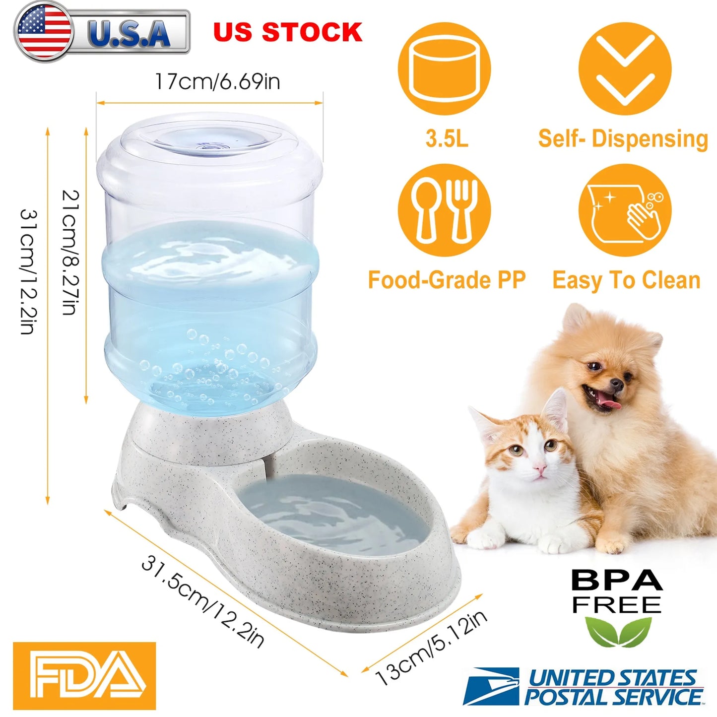 Gravity Pet Water Dispenser – 3.5L Auto-Refill