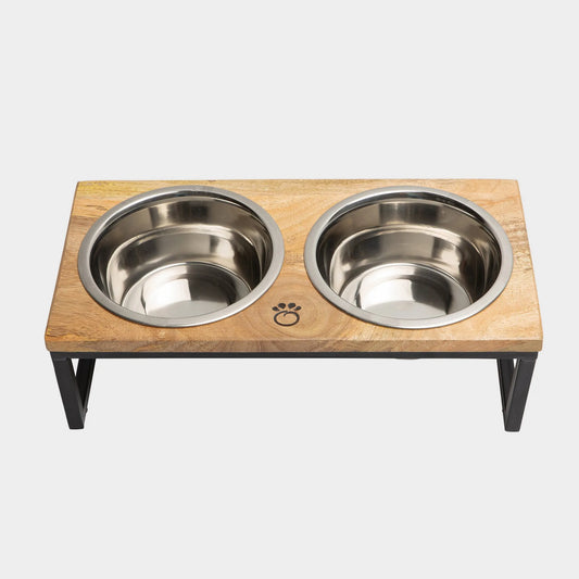 Wood & Metal Elevated Dog Feeder – Single Bowl