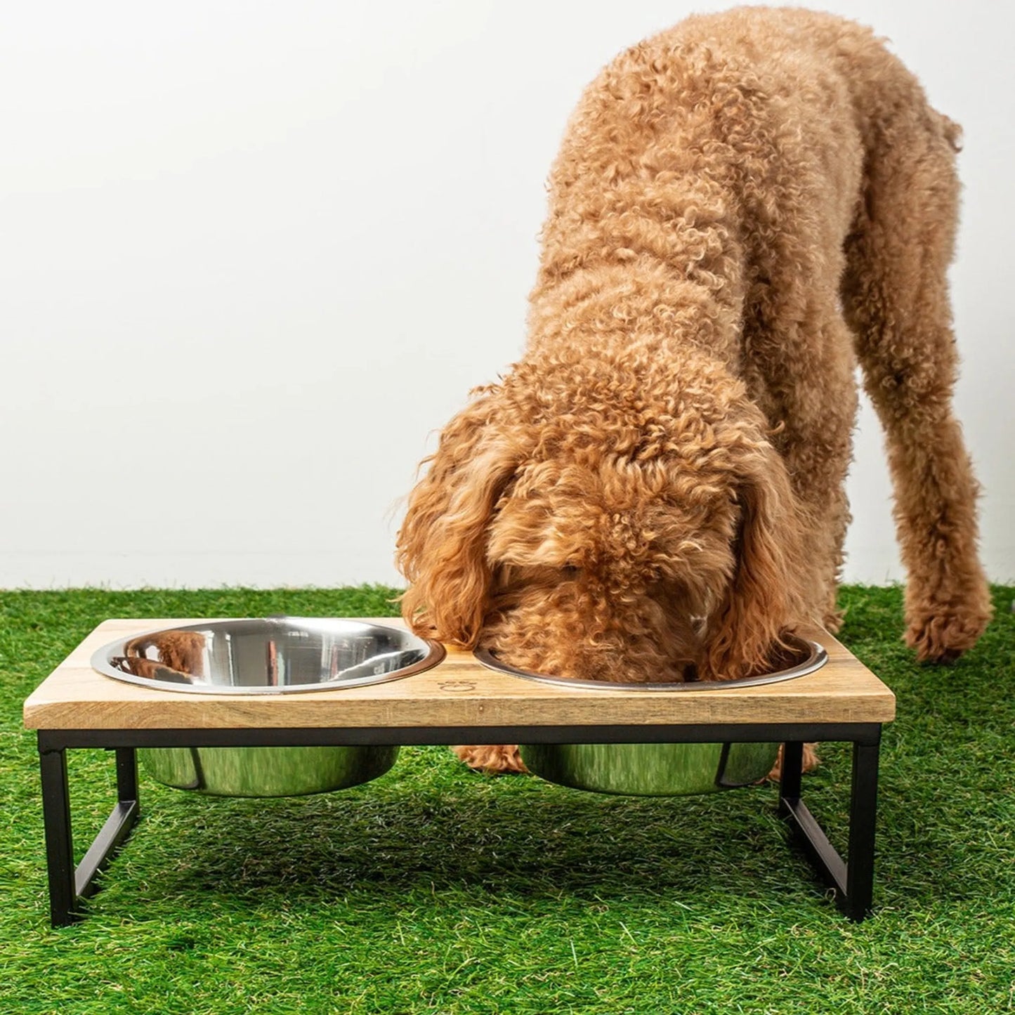 Wood & Metal Elevated Dog Feeder – Single Bowl