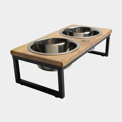 Wood & Metal Elevated Dog Feeder – Single Bowl