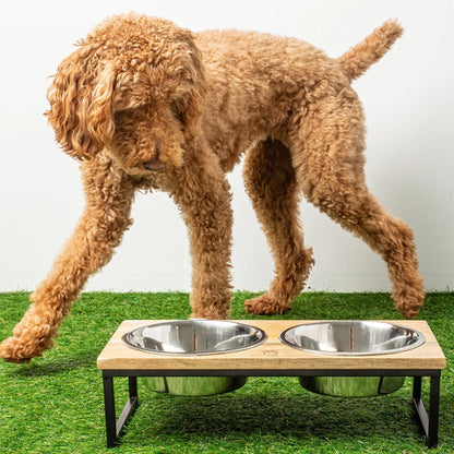Wood & Metal Elevated Dog Feeder – Single Bowl