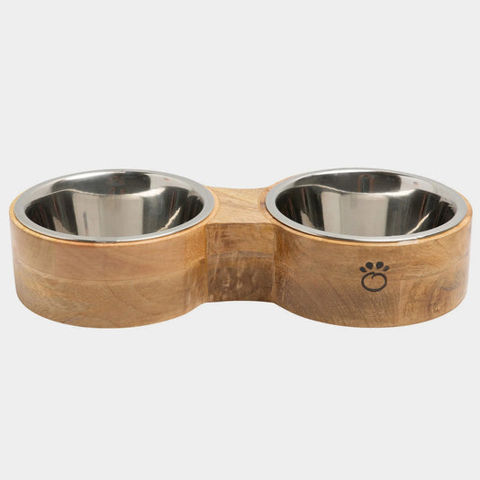 Wood & Metal Double Diner Dog Feeder – Raised