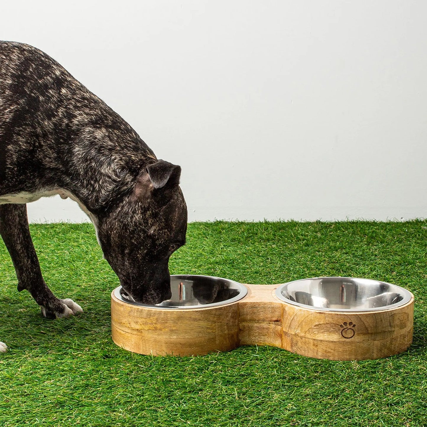 Wood & Metal Double Diner Dog Feeder – Raised