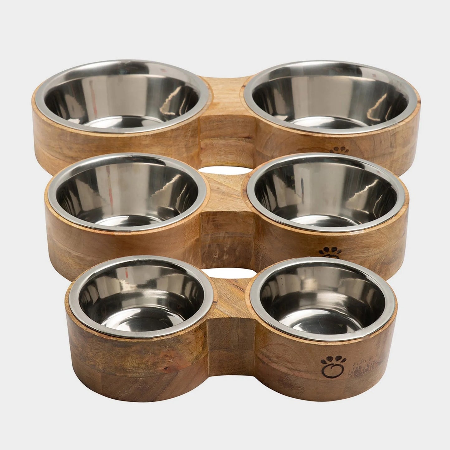 Wood & Metal Double Diner Dog Feeder – Raised