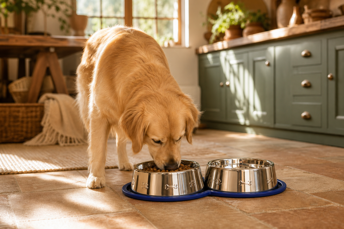 Etched Stainless Steel Dog Bowls – Non-Slip Base