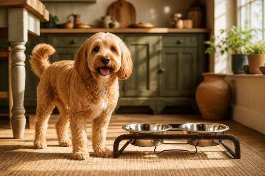 Rustic Elevated Double Dog Feeder – 16oz Bowls