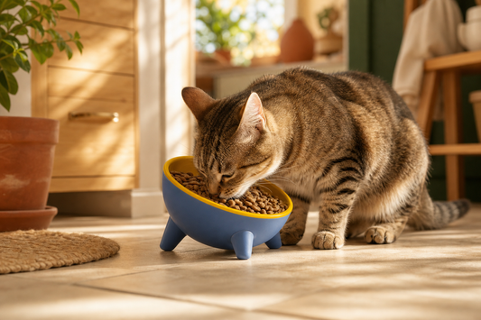 Tilted Elevated Cat Bowl – Whisker-Friendly Feeder