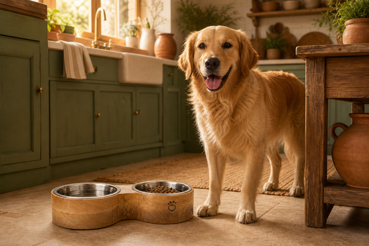Wood & Metal Double Diner Dog Feeder – Raised
