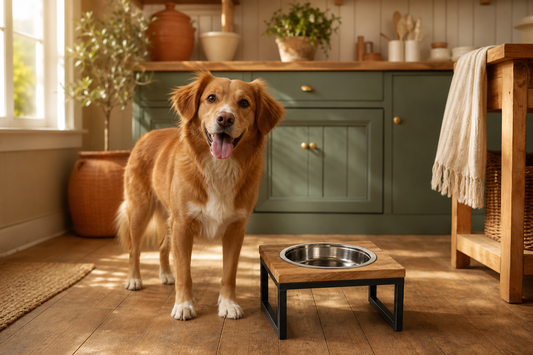 Wood & Metal Elevated Dog Feeder – Single Bowl