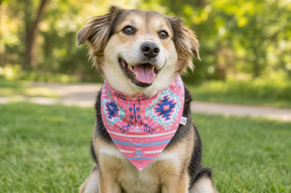 Pink and Blue Tribal Dog Bandana & Matching Keychain
