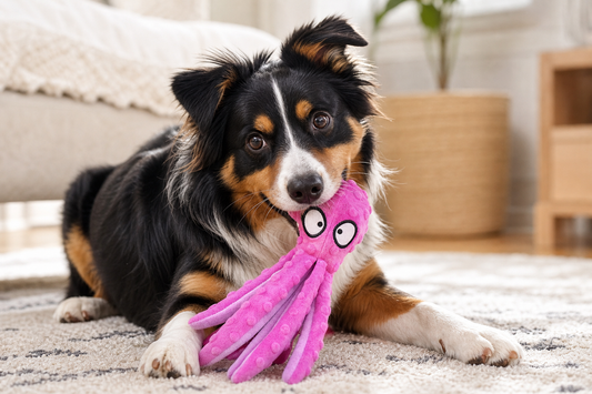 2Pcs Squeaky Dog Toys No Stuffing Crinkle Plush Octopus Dog Teething Toy